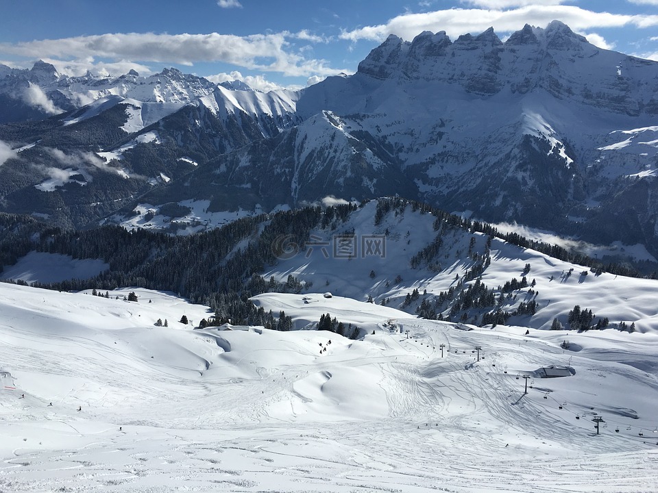 山,瑞士,滑雪