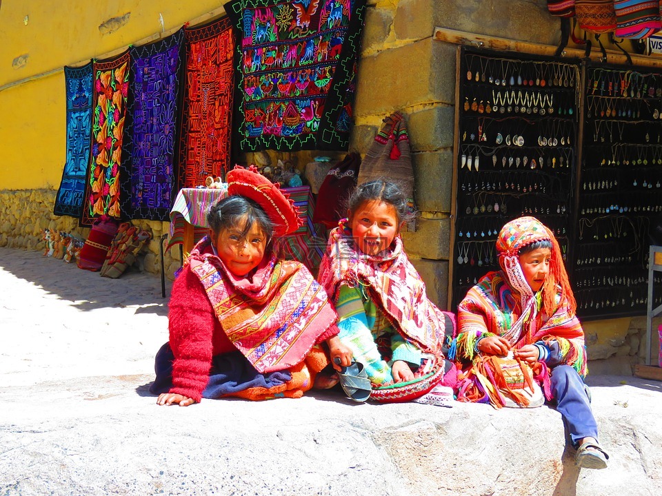 儿童,典型的服装,秘鲁