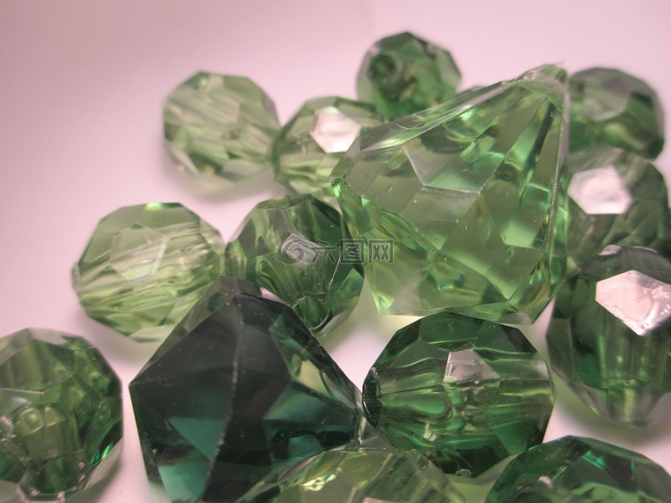绿色,珠,水晶