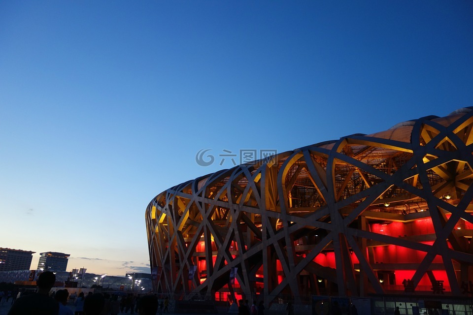 鸟巢,奥林匹克体育场,傍晚
