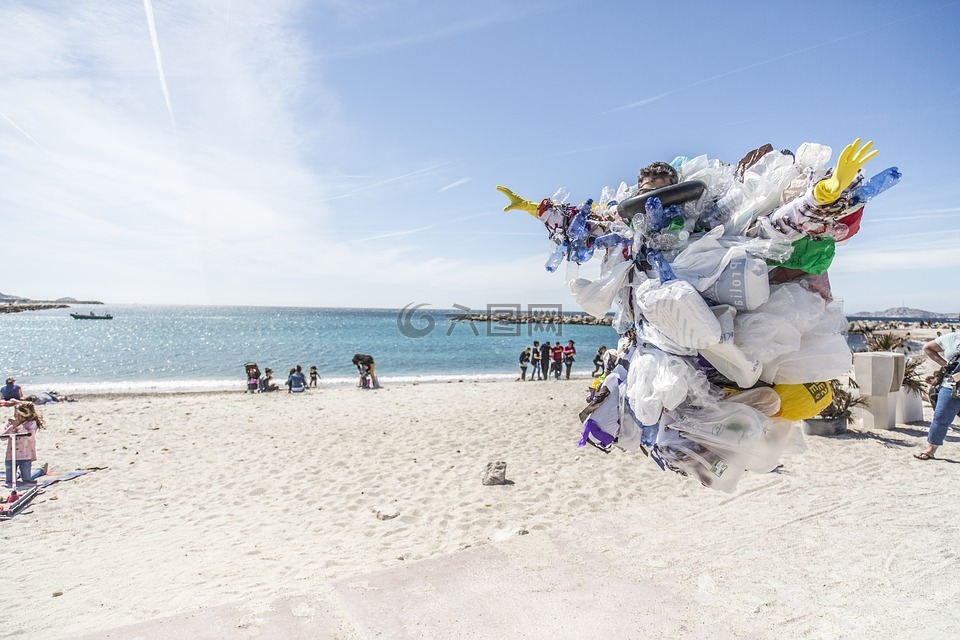 废纸篓,废物,海滩