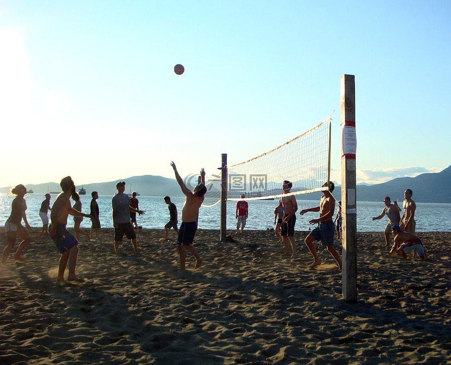 沙滩排球,球,夏天