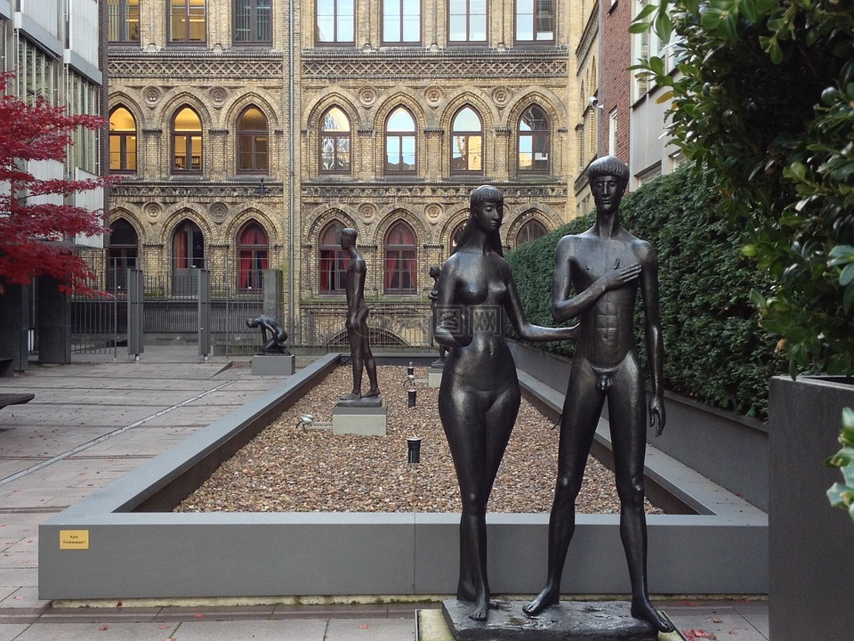 雕塑,亚当和夏娃,正面