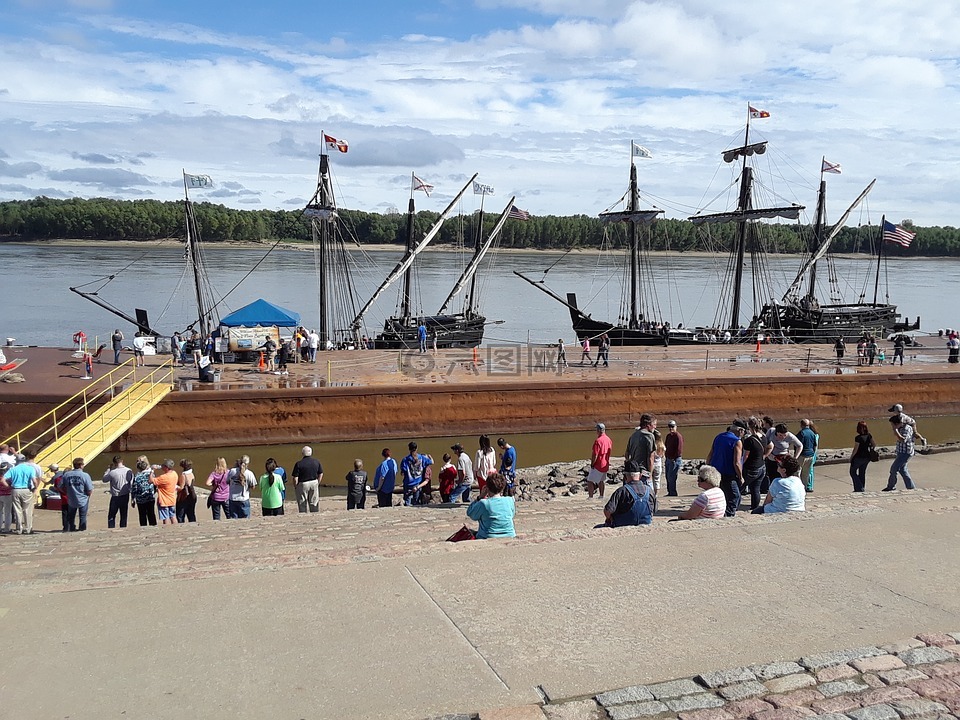 尼娜和pinta副本的船只,哥伦布日,航海