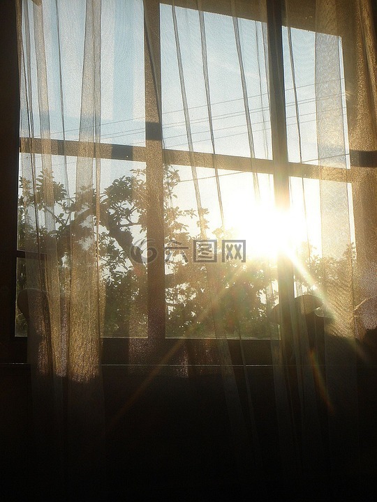 窗口,早晨,黎明