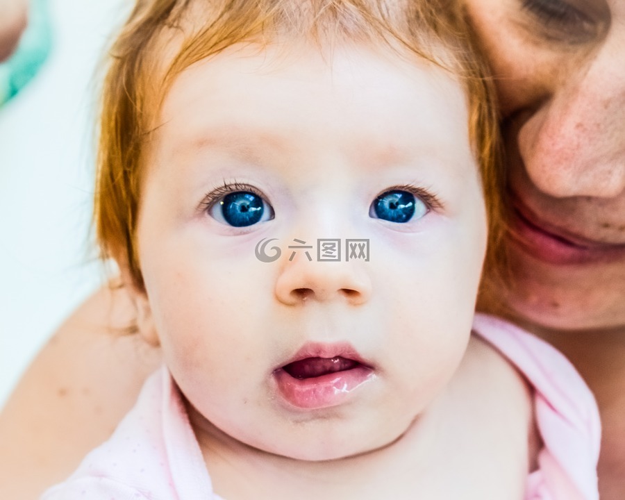 婴儿,母亲和女儿,眼睛