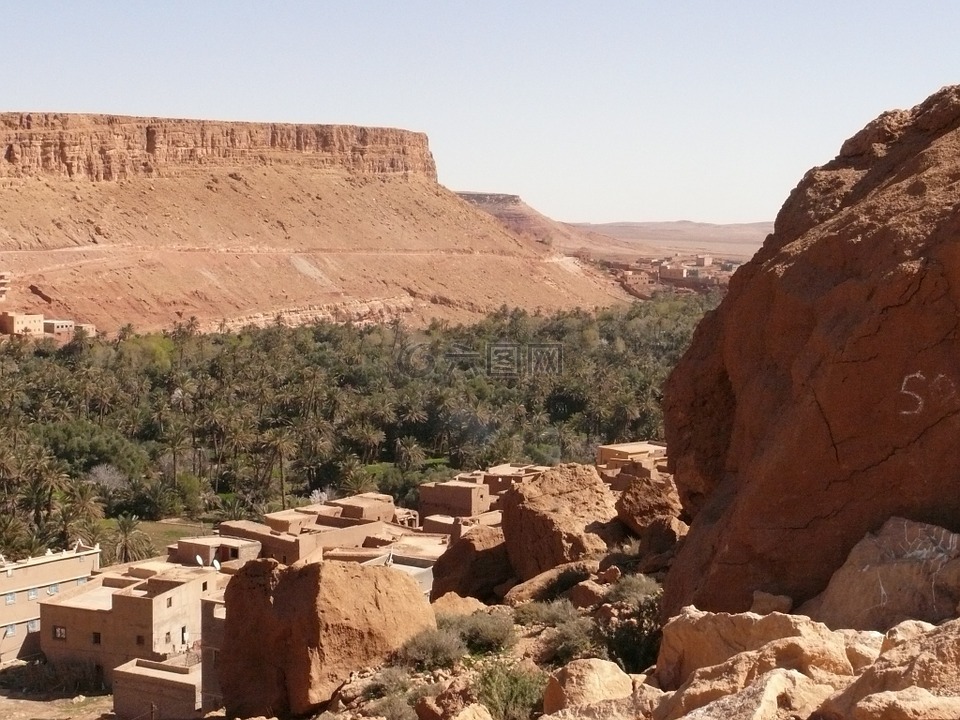 摩洛哥,沙漠,绿洲