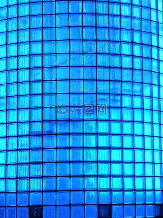 玻璃块,蓝色,玻璃墙