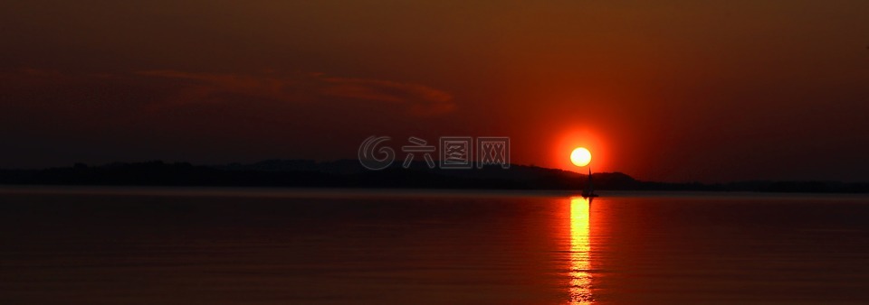 日落,基姆湖,海外