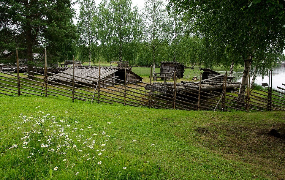 芬兰,农场,木制房屋