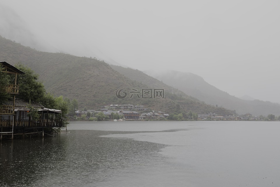 雨,泸沽湖,空蒙
