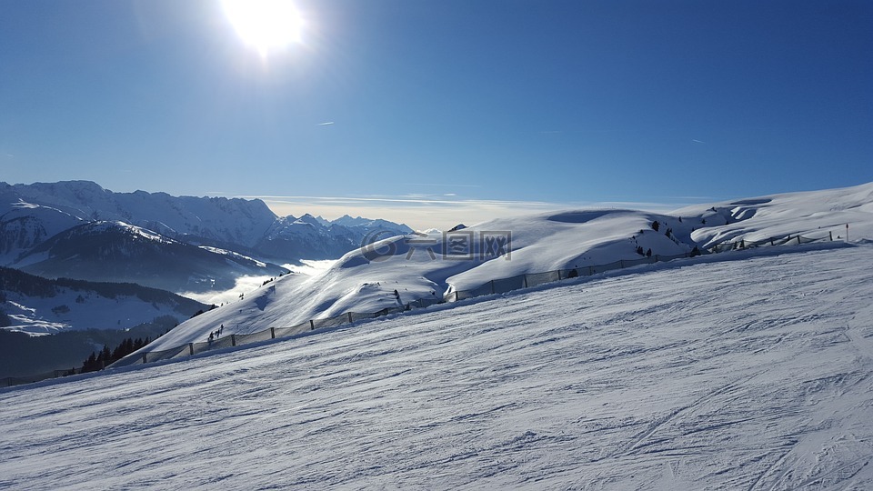 雪,奥地利,滑雪坡