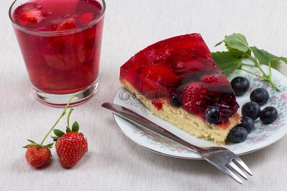 蛋糕,草莓,蓝莓