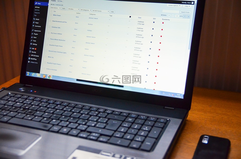 在笔记本电脑工作,家庭办公室,电话