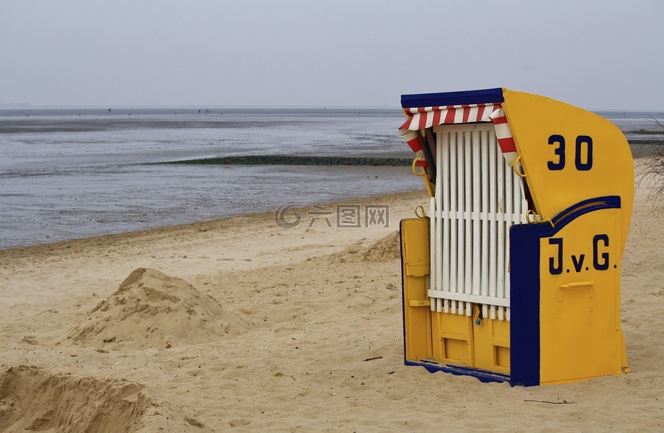 沙滩椅,海滩,海