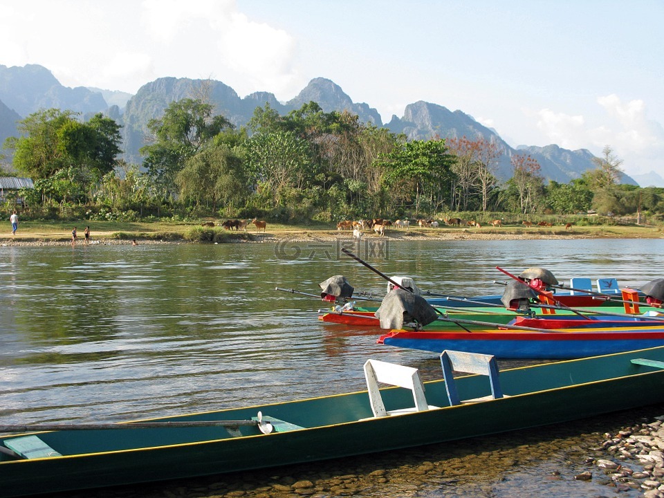 老挝,万荣,河