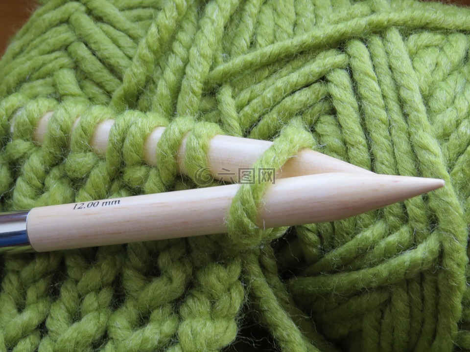 针织,织针,绿色