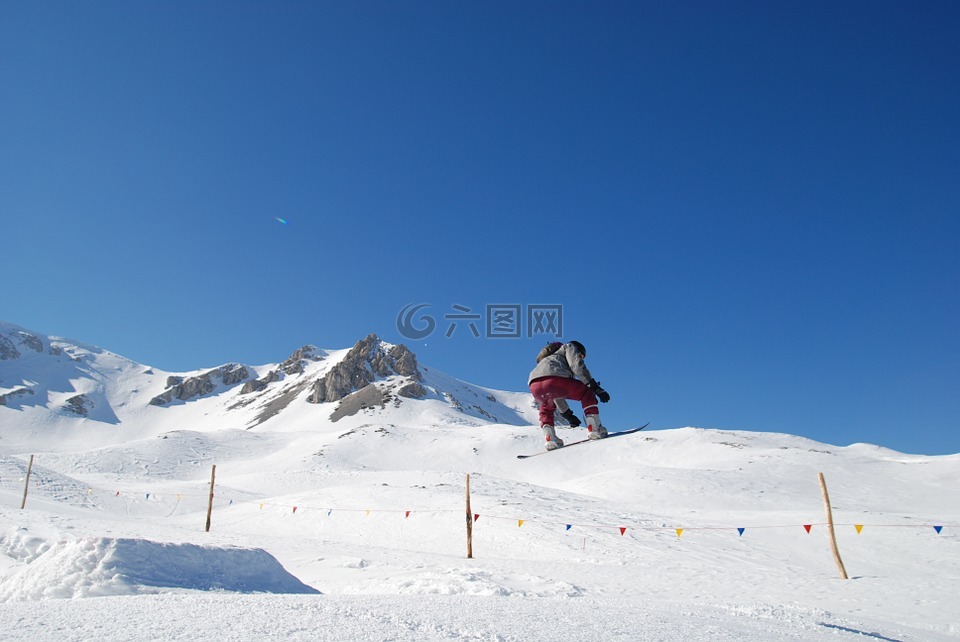 单板滑雪,雪,山