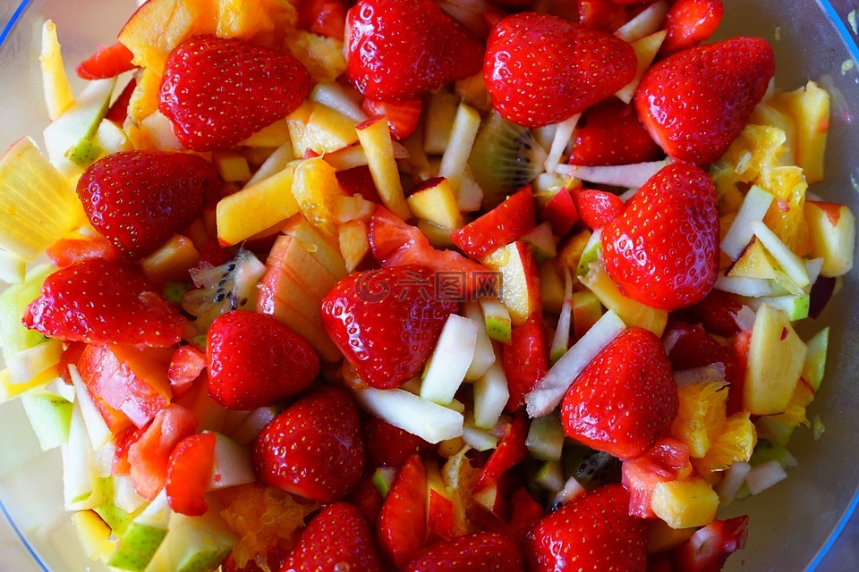 水果沙拉,水果,草莓