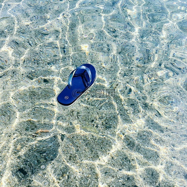海,沙滩拖鞋,蓝色