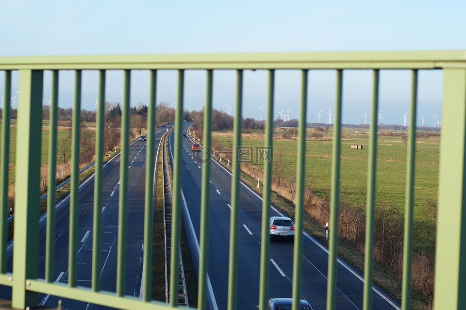 公路桥梁,栏杆,汽车