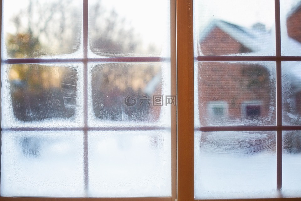 在窗口上的霜,冬天,冷