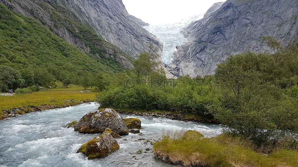 挪威,冰川,冰川融化