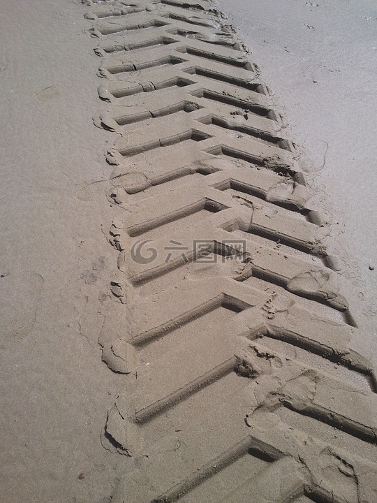 海滩,轮胎痕迹,痕迹