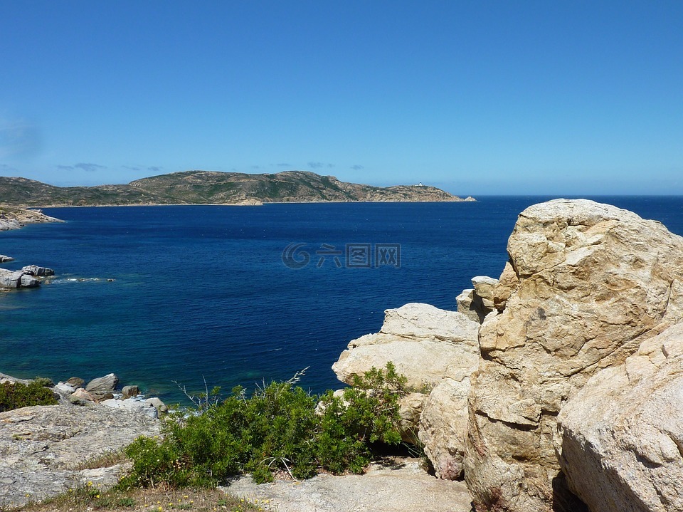 科西嘉岛,岩,海