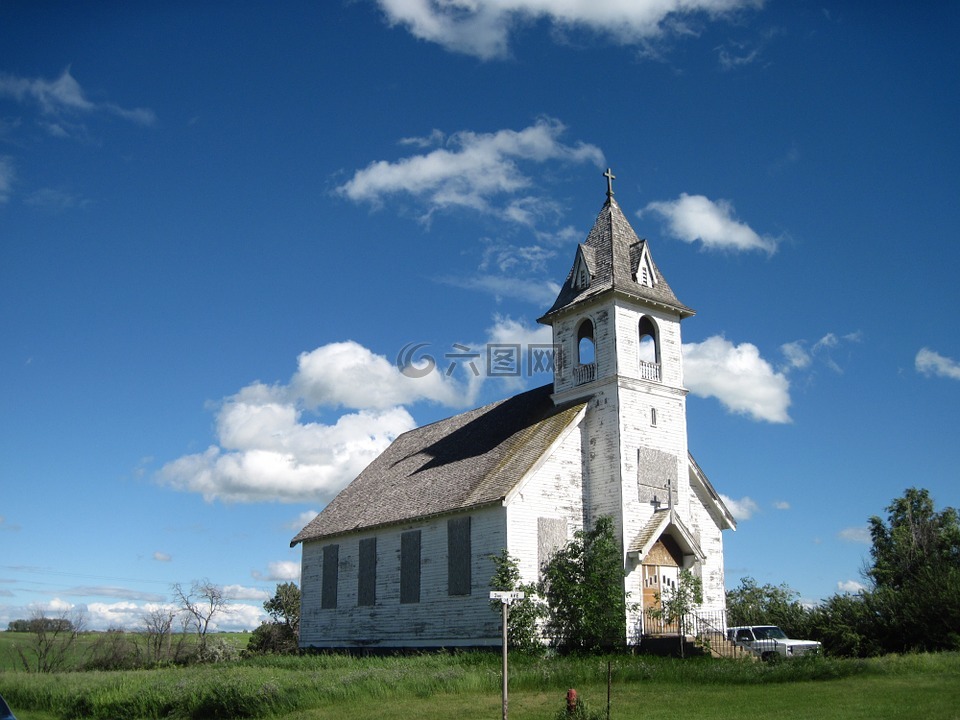 废弃的教堂,北达科他州,教堂