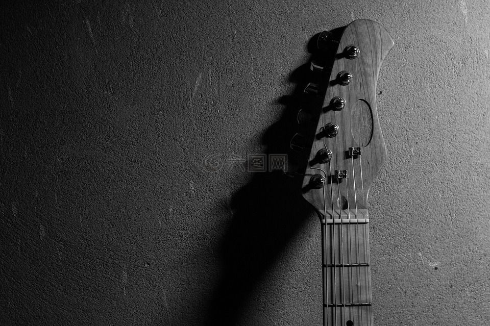 黑色和白色,吉他,没有一个人