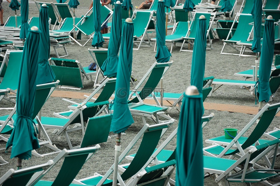 海滩,如果,遮阳伞