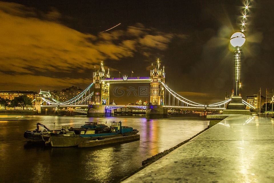 伦敦,伦敦塔桥,夜