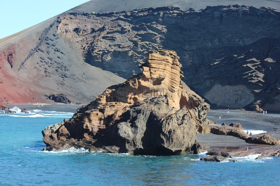 岩,兰萨罗特岛,海岸