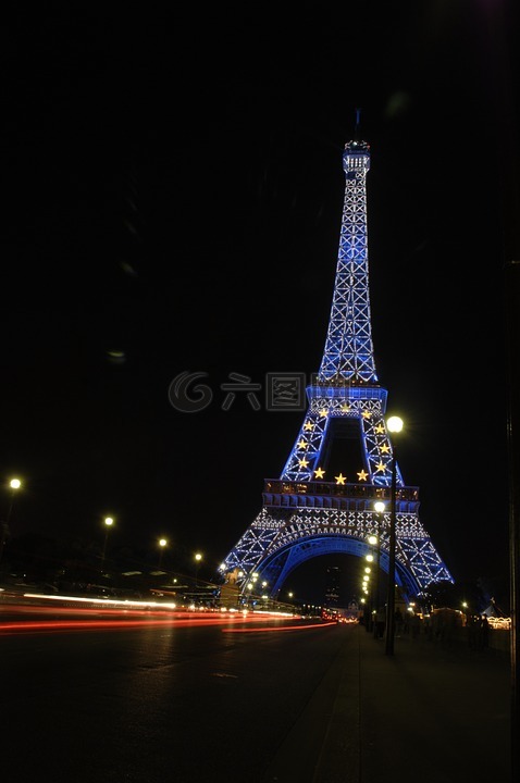 埃菲尔铁塔,巴黎,夜间拍摄
