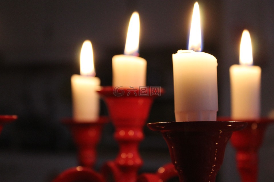 在红色烛台圣诞灯,光,蜡烛蜡