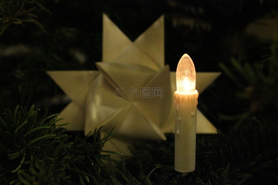 圣诞树蜡烛,圣诞节,电