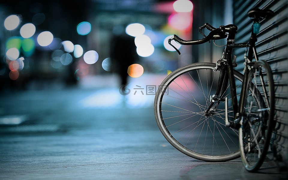 自行车,散景,灯