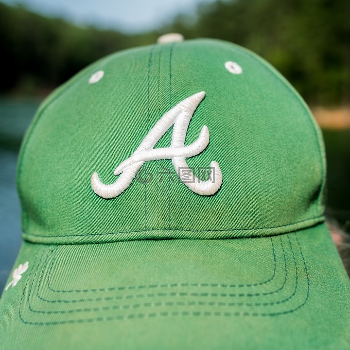 绿色,帽子,湖