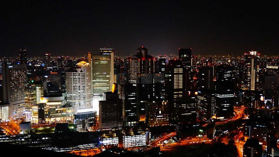 夜景,大阪,日本