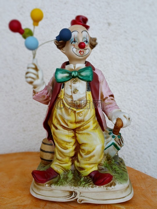 小雕像,小丑,气球