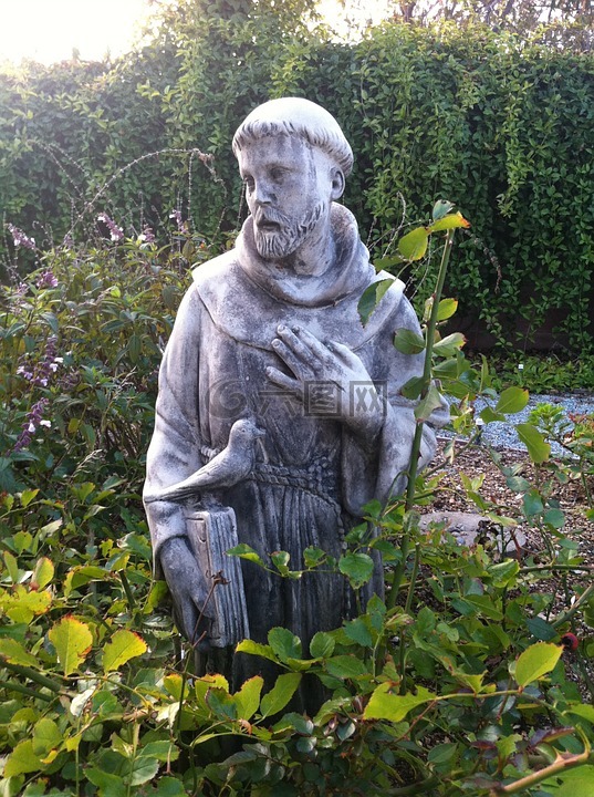 雕像,花园,圣徒