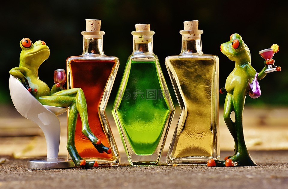青蛙,饮料,瓶