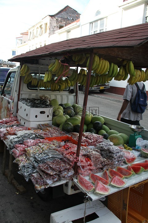 市场,水果,格林纳达