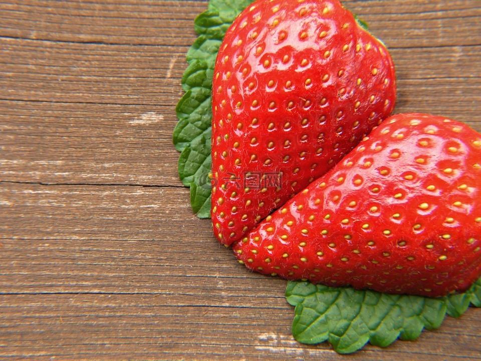 草莓,心脏,木