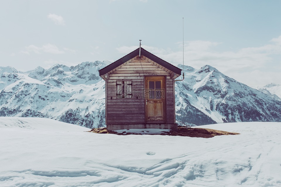 机舱,山,雪