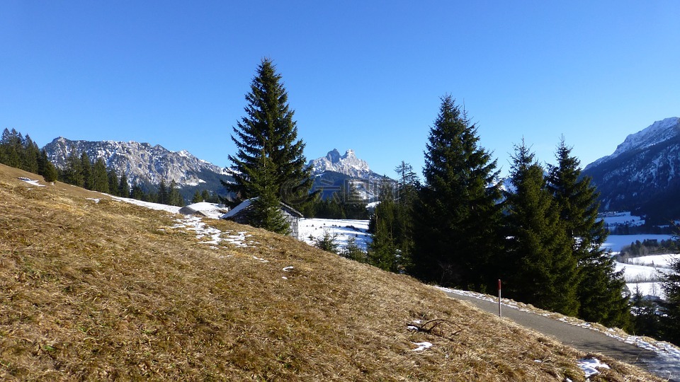 蒂罗尔,tannheimertal,红色flüh