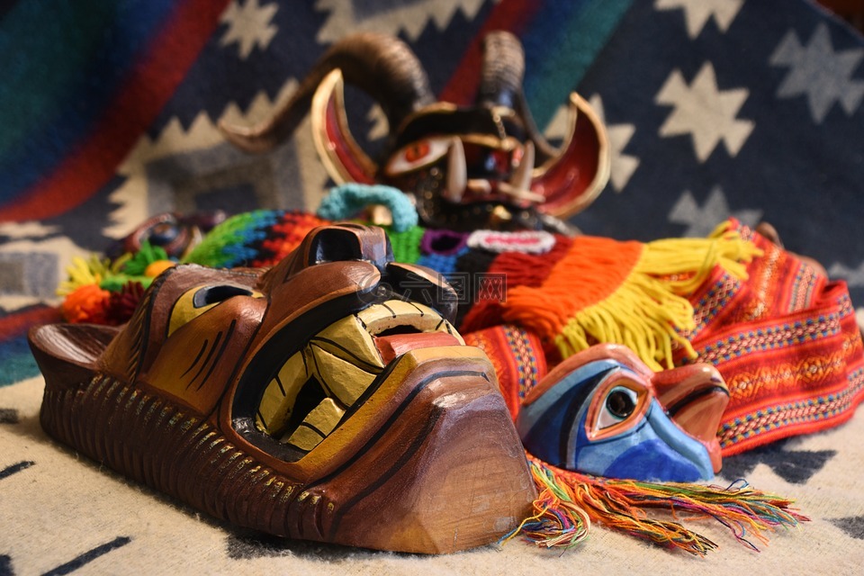 传统的,面具,厄瓜多尔