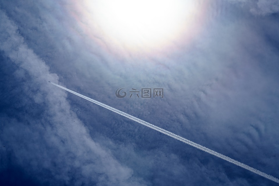 飞机,云,轨迹
