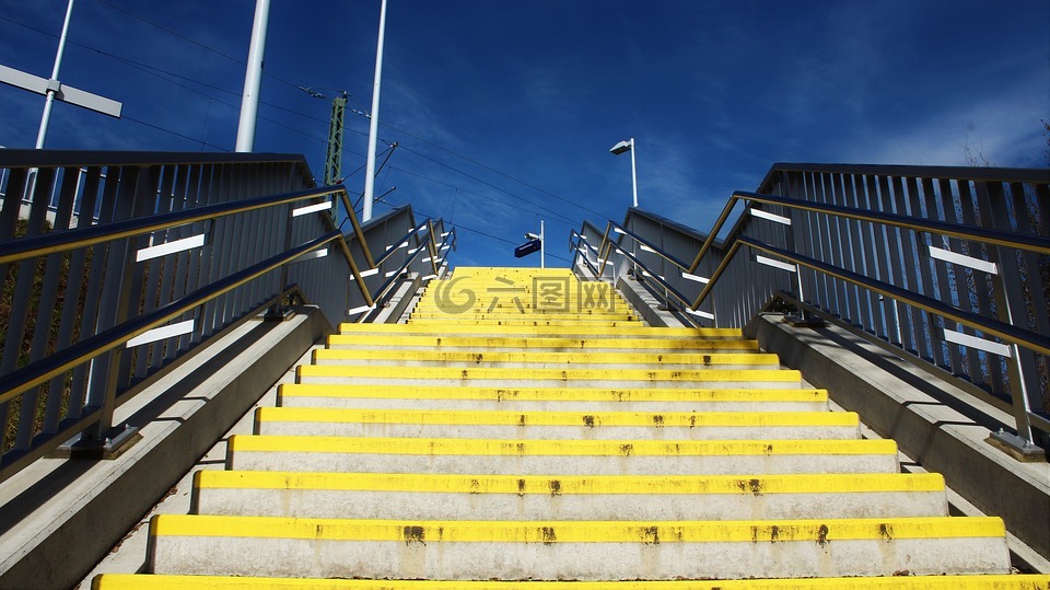 楼梯,黄色,崛起